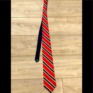 Tommy Hilfiger Tie Red White Blue Striped 100% Silk Rarely Worn Great Shape
